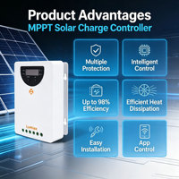 Contrôleur de charge solaire MPPT Lumiax 12V 24V 40A avec écran LCD, éclairage pour camping-car et yacht, Bluetooth, lithium