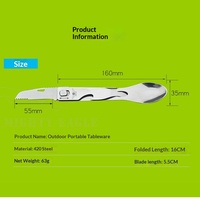 Couteau de poche multifonction pliable en acier inoxydable pour camping et pique-nique en extérieur