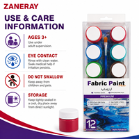 Peinture textile douce facile à appliquer en 12 couleurs pour vêtements, à appliquer au pinceau, fournitures artistiques emballées dans un sac en tissu pour l'art sur chaussettes et les projets d'artisanat