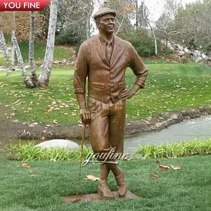 室外高尔夫球场花园真人大小青铜高尔夫球手雕塑雕像