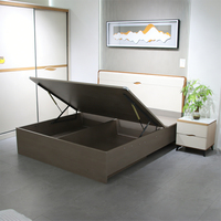 Ensemble de meubles de chambre à coucher de haute qualité au design moderne, avec cadre de lit relevable, lits de rangement en bois de chêne, tailles double, queen et king