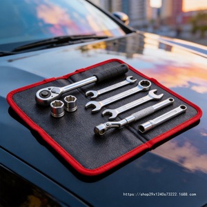 Tapis magnétique pour outils, pliable, en cuir, surface antidérapante rouge, pour l'organisation des outils d'atelier et de garage - Product Image 5