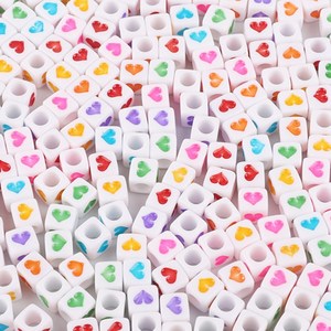 Cuentas Acrílicas con Números y Letras <span class=keywords><strong>Inglesas</strong></span>, Cuentas Sueltas para Manualidades Infantiles, Accesorios para Joyería, Forma Cuadrada, Blanco/Multicolor - Product Image 6