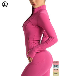 Dài Tay Áo Dây Kéo Áo Khoác Với Ngón Tay Cái Lỗ Chất Lượng Cao Thể Thao Yoga Thiết Lập Tùy Chỉnh Activewear Bộ Cho Phụ Nữ Thể Thao Yoga Ropa - Product Image 1