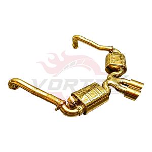 Échappement arrière à soupapes Vortex Gold en acier inoxydable pour Porsche Boxster Cayman 981 2.7 3.4 avec kit de doubles sorties d'échappement dorées centrales - Product Image 3