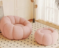 Fauteuil de salon YueChun en laine d'agneau en forme de citrouille, rembourré en coton de soie, inclinable, avec dossier incurvé pour salon