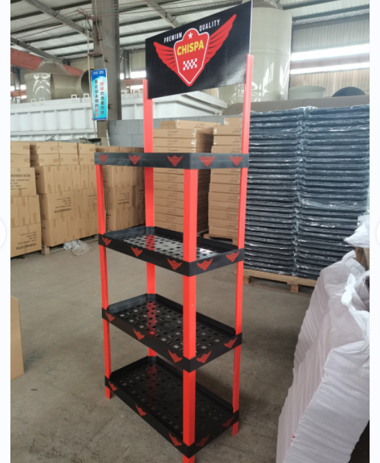Beviis Custom Modern PVC Foam Board Floor Standing Display Stands for Motor Oil & Water Bottles Supermarket Use — view 2