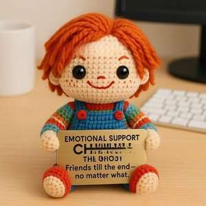 Amigurumi ตุ๊กตาโครเชต์น่ารักสำหรับวันฮาโลวีน, ตุ๊กตาหน้ากากฮ๊อกกี้โครเชต์น่ารักพร้อมการ์ดสร้างแรงบันดาลใจเชียร์ของขวัญตลกๆ - Product Image 2