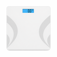 Balance de salle de bain numérique haute précision 180 kg, verre trempé blanc, écran LCD rétroéclairé bleu pour pesée domestique précise