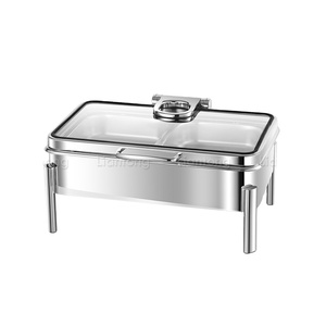 Janela De Vidro Completo Elétrico Comercial De Aço Inoxidável Hotel Restaurante Buffet Catering Equipamento 9L Food Warmer Chafing Dish - Product Image 1
