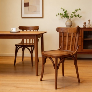 Chaise de salle à manger en chêne massif antique à dossier haut pour restaurant - Product Image 4