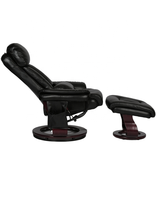 Fauteuil de massage SX-7990 en PU, cadre en bois brun rougeâtre foncé, 6 positions, repose-taille pour salon, chambre à coucher, bureau à domicile, loisirs