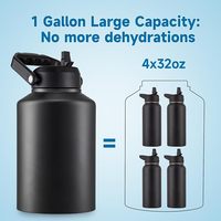 Bouteille d'eau isotherme en acier inoxydable grande capacité 128 oz avec couvercle anti-déversement, paille et poignée pour usage quotidien en extérieur