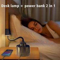 OEM/ODM 5000mAh Lampe de table de bureau LED à piles Portable sans fil 3 couleurs de réglage Flexible pliable Powerbank peut être suspendu