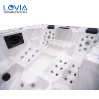 LOVIA Jacuzzi extérieur moderne intelligent et chauffé, spa Balboa écoénergétique grande capacité pour 8 personnes avec fonction massage