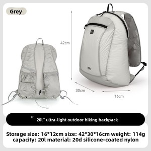 Sac à dos de randonnée pliable imperméable Hikeman en nylon ultraléger avec revêtement en silicone, 20L, pour les voyages et la randonnée - Product Image 2