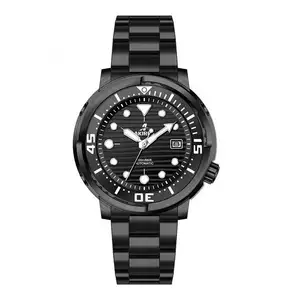 เคสนาฬิกาเหล็กโลโก้คริสตัลแซฟไฟร์นาฬิกาผู้ชายหรูหราทันสมัยฉลากขาวดำกลไกคู่3230เคลื่อนไหว