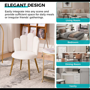 Sillón de Salón Moderno y Lujoso, Respaldo de Terciopelo Blanco, Patas Doradas, Muebles de Recepción para Peluquería, Venta al Por Mayor OEM - Product Image 4