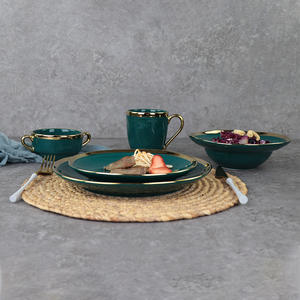 Vaisselle de cuisine assiette en céramique assiette ronde en porcelaine de restaurant ensembles d'assiettes en céramique <span class=keywords><strong>verte</strong></span> vaisselle vaisselle vaisselle - Product Image 3
