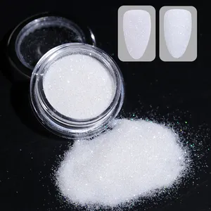 White Nail Sugar Powder 10ml Butterfly Glitter Dipping Powder For Nail Reflective Flash Glitter Powder For Nails