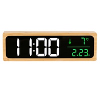 Hete Aanbieding Bamboe C-Type USB-aangedreven LED Digitale Wekker met Snooze-functie voor Kantoor, Badkamer & Woonkamer
