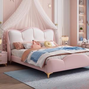 Cama de princesa de dibujos animados de lujo ligera <span class=keywords><strong>para</strong></span> niños, dormitorio moderno de 1,5 m/1,8 m <span class=keywords><strong>para</strong></span> <span class=keywords><strong>adolescentes</strong></span>, niños y <span class=keywords><strong>niñas</strong></span>, marco de madera, cuero cómodo - Product Image 4