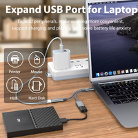 Câble adaptateur OTG 2 en 1 USB C Type C vers USB3.1 PD 30W Port de chargeur rapide avec adaptateur répartiteur USB femelle pour Samsung Xiaomi
