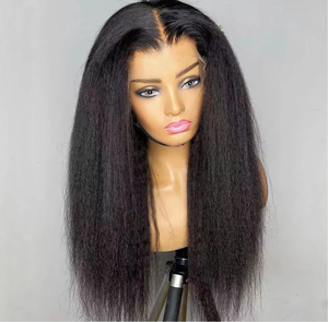 याकी सीधी विग 360 फीता ललाट पुरुष बालों को किंकी सीधे पूर्ण फीता विग वर्जिन ब्राजीलियन मानव बाल - Product Image 2