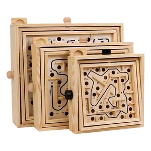 Labyrinth jogo de labirinto de madeira, jogo de quebra-cabeça com duas mármore de aço para adultos meninos e meninas