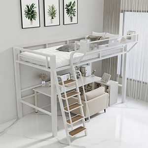 <span class=keywords><strong>Lit</strong></span> <span class=keywords><strong>superposé</strong></span> en fer style loft nordique, design duplex à deux niveaux, gain de place, avec bureau et rangement, pour dortoir et appartement - Product Image 5