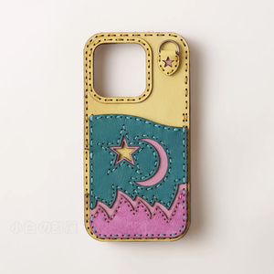 Ốp điện thoại iPhone 16 Zenos Factory da bò thật họa tiết sao trăng lưng rỗng, chất lượng cao, tùy chỉnh cá nhân - Product Image 2