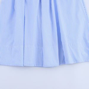 Robe d'été décontractée tendance pour femme, bleue, à manches courtes, col chemise, motif imprimé, longueur maxi, taille naturelle – Grande Vente - Product Image 4