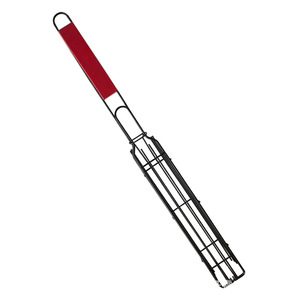 Pince à hot-dogs et barbecue multifonctionnelle en bois pour l'extérieur, avec filet antiadhésif pour jambon et saucisses, idéale pour le camping - Product Image 1