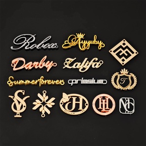 Metal 3D Embossed Logo Tags Custom Brand Name Plated Gold Rose Gold <b>Silver</b> Laser Cut Garment Labels for Hijab Abaya <b>Scarf</b> Bags - Product Image 1