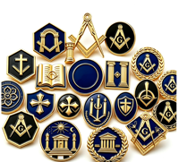 Pins de revers maçonniques personnalisés plaqués or, émail souple, badges métalliques Compas et Équerre pour souvenir de fraternité, objet de collection