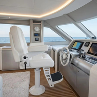 Siège de capitaine de bateau pliable en cuir PU, chaise de pilote marine avec support ergonomique et piédestal pour yacht, ponton, usage commercial maritime
