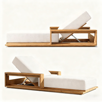 Chaise longue de luxe moderne en teck pour extérieur, piscine, plage, patio, style nordique, imperméable, vente en gros d'usine