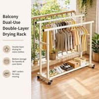 Panier de rangement multi-niveaux en double maille durable pour buanderie, support de vêtements autoportant noir antirouille