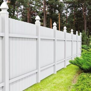 Clôture en vinyle blanc, panneaux en PVC et clôture de jardin avant en plastique à piquets <span class=keywords><strong>pour</strong></span> l'intimité, 6x8 pieds de haut - Product Image 5