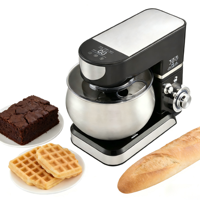 Batteur sur socle électrique 1300W 5L 6 vitesses, mélangeur planétaire 360°, tête inclinable, stable, antidérapant, arrêt automatique intelligent, préparation de pâte à pâtisserie