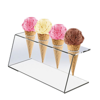 Support à cornets de gaufres amovible en acrylique transparent haut de gamme, fait main, personnalisé en usine, pour buffet moderne et comptoir de crème glacée