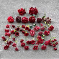 98 Styles Fleurs Rouges En Gros Artificielle Rose Hortensia Fleur De Soie pour Mariage Rouge Faux Fleur