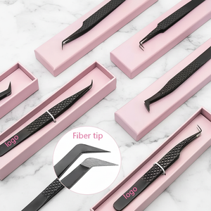 Pinzas para pestañas de volumen con punta de fibra, pinzas de acero inoxidable para injerto de pestañas postizas, pinzas con punta dentada chapadas en oro para sujetar pestañas - Product Image 1