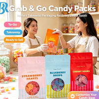 Sacs d'emballage personnalisés refermables à fermeture éclair pour bonbons, sachets en papier kraft avec fenêtre, pour bonbons suédois, bonbons à emporter, avec logo, sacs à fond plat