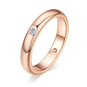 anel banda 4mm Suppliers-Wholesale Simple Design Popular Copper Jewelry Women's Thin Stackable 4mm Eternity Wedding Band Ring
