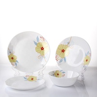 Service de table en verre opale rond, forme carrée en option, bols à soupe en verre opale blanc, assiettes, vaisselle en verre trempé incassable