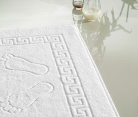 EN STOCK Toalla de Piso para Hotel Blanca de 50x70 cm (19"x28") de Secado Rápido, Color Sólido, Alfombra Absorbente y Suave, 100% Algodón Turco