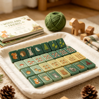 Mahjong personnalisé gravé au laser, pièces de mahjong en acrylique pour enfants, tuiles lisses et arrondies, accessoires de mahjong aux fruits tropicaux