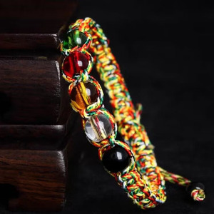 Ethnic Tibetan Style Handmade Five Lines Lucky Friendship Five Colors Beaded Rope Chinese Lucky <b>Red</b> String <b>Bracelet</b> - Product Image 2