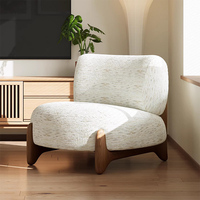 Fauteuil d'appoint moderne et confortable en tissu, canapé simple rembourré en peluche douce avec structure en bois massif pour espace de détente moderne dans le salon